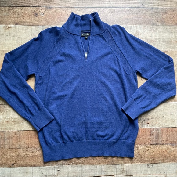 Banana Republic Cotton Cashmere 1/4 Zip Sweater Blue Mens Large - Picture 1 of 8